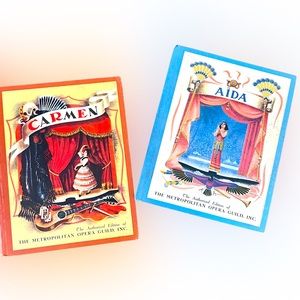 Pair of Vintage 1938 Metropolitan Opera Guild Books; Carmen and Aida.  Samples.